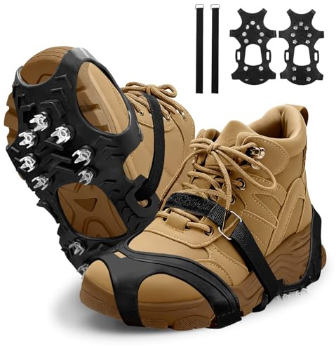 Bellanova 11 Zähne Anti-Rutsch Schuhspikes 35–48 EU | Outdoor-Grödel mit Riemenfixierung für Wanderschuhe und Stiefel