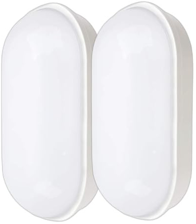 Heyseven LED Kellerlampe, 20W 2000LM Deckenleuchte Wandlampe, IP54 Wasserdicht Augenschutz LED Feuchtraum Ovalleuchte für Garten Badzimmer Porch Garage Flur Keller Garten, Neutralweiß 4000K (2 Stück)