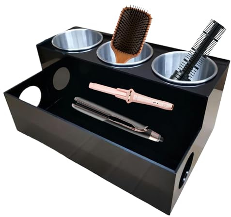 Haargerätehalter – Desktop-Styling-, Kleines Badezimmerregal | Lockenstab-Station, Schlankes, Modulares Kosmetiktablett, Tragbare, Durchsichtige Trennstruktur, Haar-Essentials-Setup, Schlafzimmer