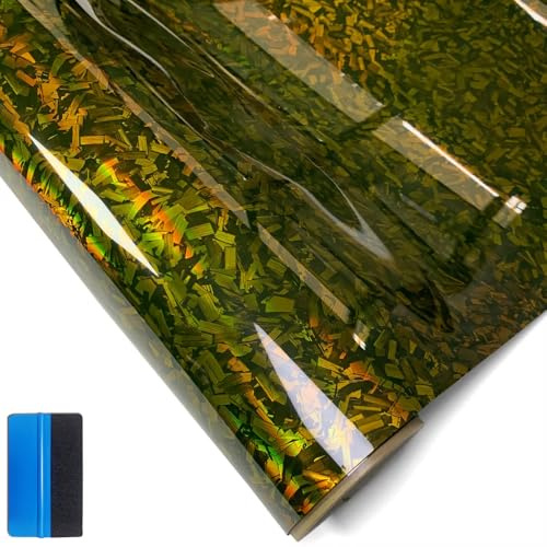 NewL Vinyl-Aufkleber Chamäleon Gold Geschmiedete Karbonfaser 30 x 100 cm | Geschmiedete Karbonfaser-Optik, Inkl. Montagewerkzeug, Luftablass-System, für Auto, Fahrzeug, Morotrad & Möbel