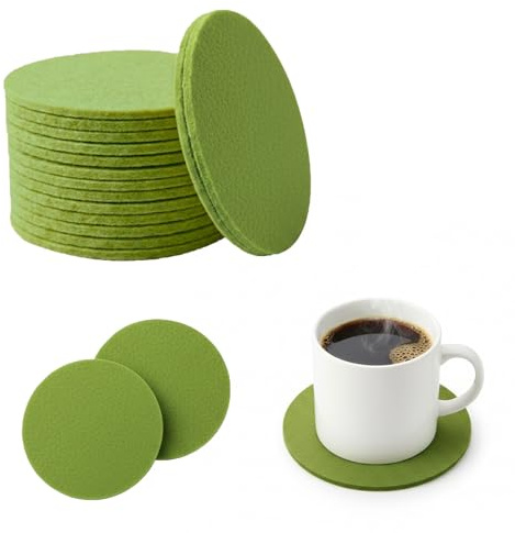 30 Stück Filzuntersetzer Rund, Filz Untersetzer für Gläser, Untersetzer Glasuntersetzer Filz, Filzuntersetzer Rund für Tassen Tisch Bar GläSer Becher(Grün)