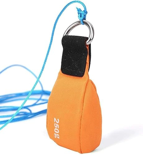 Agatige Nylon Multipurpose Throwing Rope Bag, Outdoor Slingshot Launcher, Arborist's Rope Throwing Bag with D-Ring, Arborist Throw Weight Tool Rock Climbing Sandbag for Tree Work Orange