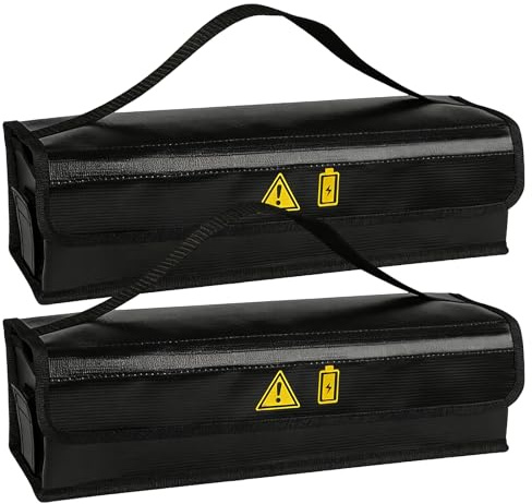 2 Stück Feuerfeste Box für akku, Feuerfest bis 1400°C, Akku Tasche Feuerfest, Ebike Akku Tasche, Wasserdicht, Explosionsgeschützt, für Lagerung, Transport, 49 x 15 x 15cm