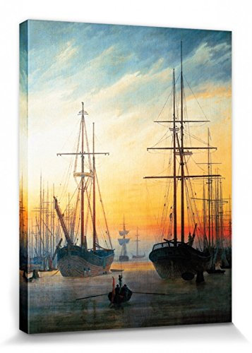 1art1 Caspar David Friedrich Poster Ansicht Eines Hafens, 1815-16 Bilder Leinwand-Bild Auf Keilrahmen | XXL-Wandbild Poster Kunstdruck Als Leinwandbild 40x30 cm