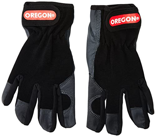 Oregon Guanti da Lavoro in Pelle Elasticizzata con Polsino Regolabile e Rete in Tessuto, DPI per Interni ed Esterni da Uomo e Donna, Taglia L, Grigio e Nero