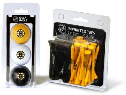 NHL Three Ball Pack and 50 Tee Pack NHL Team: Boston Bruins