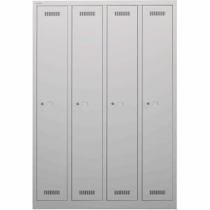 Bisley Garderobenschrank Monobloc 4 Abteile einstöckig lichtgrau