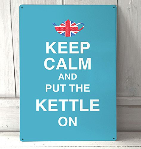 Keep Calm and put the Kettle on vintage A4 metal wall art sign