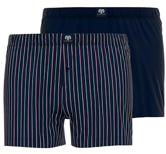 Ceceba Herren Boxershort, Baumwolle, Single Jersey, navy-red, gestreift, mit Eingriff, 2er Pack