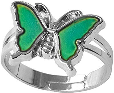 ODETOJOY 1 Stück Farbwechsel Stimmungsring für Frauen und Mädchen Einstellbare Größe Farbe Veränderung Stimmung Ring Boho Schmetterling Gefühlsring