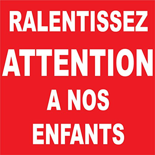 Panneau ralentissez attention à nos enfants alu 400x400mm