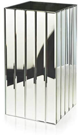 Serene Spaces Living Große Gatsby Spiegelstreifenvase – von Great Gatsby inspirierte Luxus-Glasvase mit abgeschrägten Kanten, für Heimdekoration, Veranstaltungsaufsätze und vieles mehr, 16,2 x 31,8 cm