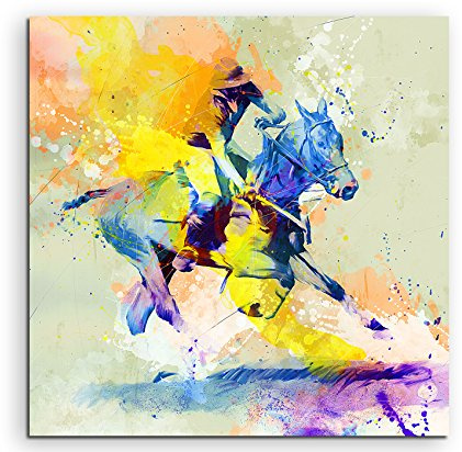 Polo I 60x60cm Wandbild SPORTBILD Aquarell Art tolle Farben von Paul Sinus