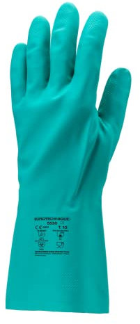 Lote de 10 pares de guantes nitrilo verde 33 cm Interieur Flocke algodón 5530 de Eurotechnique