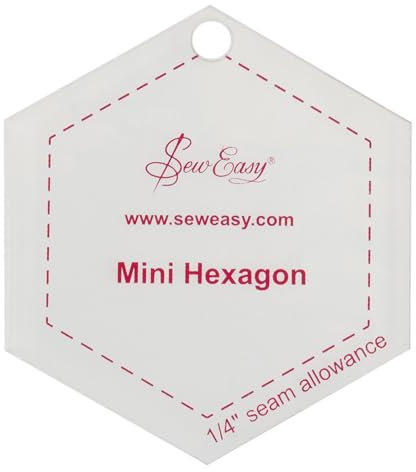 Sew Easy Mini-Vorlage – Sechseckige Quilt- und Patchwork-Formen für Applikationsnähen, transparentes Acryl, rutschfest, 7,3 x 6,3 cm