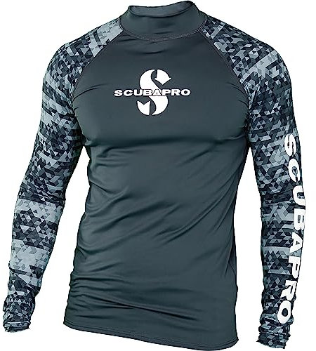 Scubapro UPF 50 Rash Guard Herren Langarm Tauchshirt für Tauchen und Wassersport Pull-on Polyester Exposure Protection Layer Large Graphite