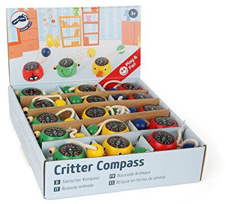 small foot 10701 Kompass aus Holz im Tierdesign, kleine Schnur zum sicheren Befestigen an Handgelenk oder Taschen, ideal auch für unterwegs