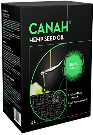 Natürliches Hanfsamenöl von Canah 3 Liter - kaltgepresst, roh, vegan, reich an Omega-3 Omega-6 Fettsäuren, trägt zum normalen Blutcholesterinspiegel bei, enthält Vitamin-E Koscher zertifiziert
