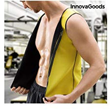 InnovaGoods Gilet Sportivo Uomo Effetto Sauna, Ideale per Allenamento, Trattiene Calore Materiale Traspirante, Giallo, Neoprene Poliestere