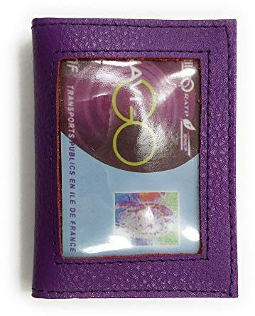 LOLUNA® Porte-Carte Simple 1 à 2 Carte Transparent Compact en Cuir Existe en Plusieurs Couleur pour Homme et Femme (Violet)