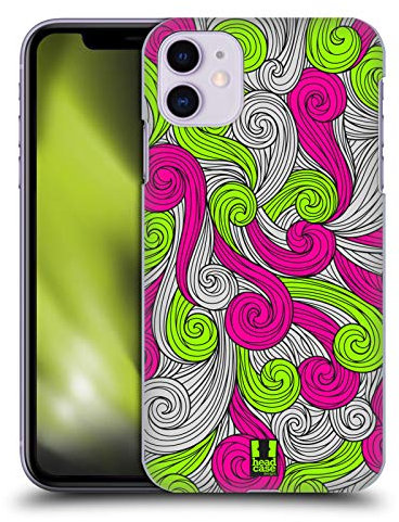 Head Case Designs Neon Pink And Green Vivid Swirls Hard Back Case Compatible With Apple iPhone 11
