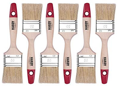 HARDY WORKING TOOLS Flachpinsel-Set 6-teilig, 6 Stück – 50 mm Breite, Malerpinsel Set mit Holzgriff, Lackpinsel Serie *36*, 6PCS, Pinselset A0200-360620