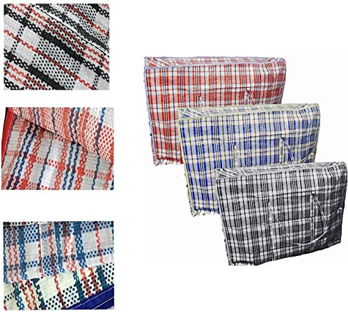 Kav Pack Of 3 Extra Large Plastic Laundry Bag - Storage/Carrier Bags, Reusable And Foldable Shopping Bag With Ziplock And Handles For Clothes Storage, Kitchen Storage - (60x60x28 cm)