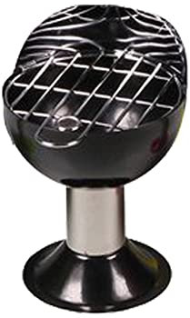 Mini Grill Aschenbecher hochwertig Edelstahl Metall mit Windschutzblech Ø 9,5cm Durchmesser Grillrost abnehmbar leichte Reinigung (Schwarz)