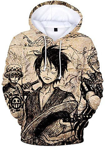 Syqiya 3D Print Anime Hoodie Straw Hat Cosplay Costume Adult Men Women Brown XL (Chest 116 cm)
