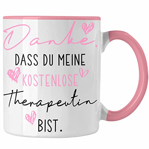 Trendation - Beste Freundin Tasse Geschenk Beste Freundinnen Geburtstag Lustig Freundinnen Spruch Becher - Danke Dass Du Meine Kostenlose Therapeutin Bist (Rosa)