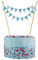 Amazing Buntings, Happy Birthday Cake Topper, Blue Pastel Bunting Flags Banner, Fully Assembled Party Decoration with Food Grade Poles, Small