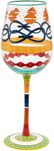 Copa de vino pintada a mano con patrón multicolor, 400 ml, en caja de regalo