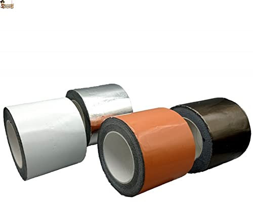 BricoLoco.com Ruban adhésif butyle aluminium. Rouleau de 10 mètres. Largeur 100 mm. Caoutchouc butylique. Joint d'étanchéité et réparateur. Caravanes, fuites d'eau, gouttes, imperméabilisant. (Teja)
