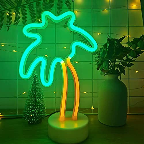 XRR Lampe LED néon, Cocotier Enseigne Lumineuse au Néon Veilleuse Nuit Signes USB/néon à piles Décoration Murale pour chambre d'enfant, salon, bar, fête, Noël, mariage