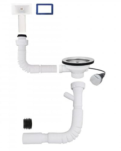 Excenter Ablaufgranitur für 1 Becken Edelstahlspüle aus hochwertigem Edelstahl Spülbecken Spüle inklusive Zubehör und Überlauf