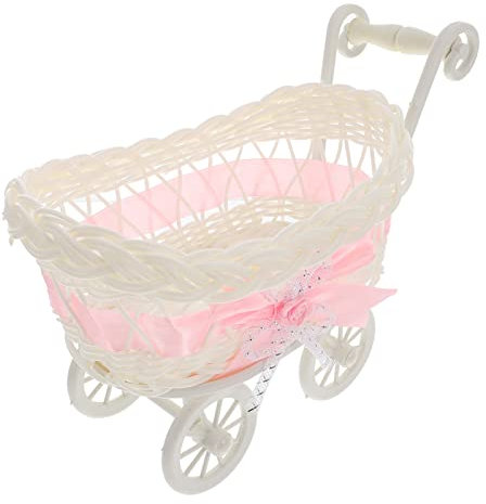 Zerodeko 1Pc Baby Kinderwagen für Puppen Süßigkeiten Containerkorb Desktop Hochzeitsblumenkorb Dekoration Imitation Toys Doll Kinderwagen