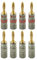 Nakamichi Ultimate Series 24K vergoldeter Beryllium-Rotes-Kupfer-Bananenstecker Banana-Steckverbinder für Lautsprecherkabel 12-18 AWG Gauge Größe 4 mm, für HiFi-Boxen Verstärker 8 Stück (4 Paare)