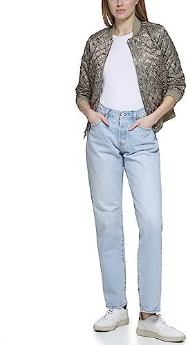 Levi's Damen Women's Diamond Quilted Bomber Jacket with Front Pockets-Regular & Plus Sizes Jacke, Grünes verblasstes Bandana, M
