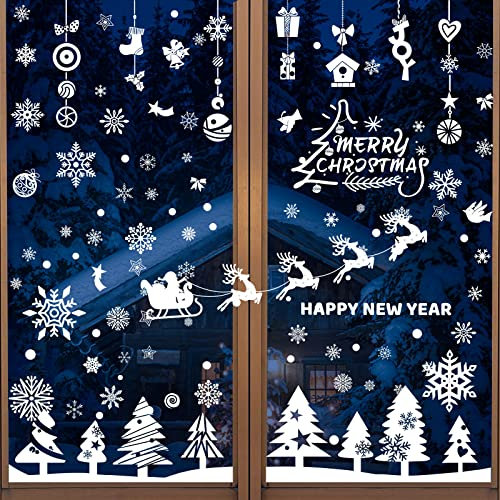 Fensterbilder Weihnachten, 179 Stück Fenstersticker, Schneeflocken Fensterdeko für Winter Weihnachts Fenster,Dekoration,Fensterscheiben,Vitrinen,Schneeflocken Weihnachtsdeko