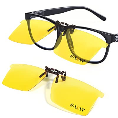 LUFF Polarisierte Nachtfahrbrille Clip für Herren und Frauen, Nachtsichtbrille Clips für Kurzsichtigkeit, Blendschutz, Ideal für das Fahren in der Nacht
