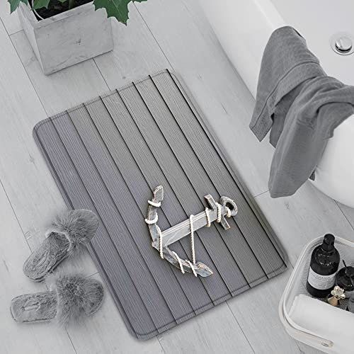 Badematte rutschfest, Badteppich für Badezimmer,Anker, Holzanker mit dem Seil an der Wand Antik Marine Natur Abenteuer Themen Kunstwerk,Waschbar Badezimmerteppich für Wohnzimmer Schlafzimmer 60x100 cm