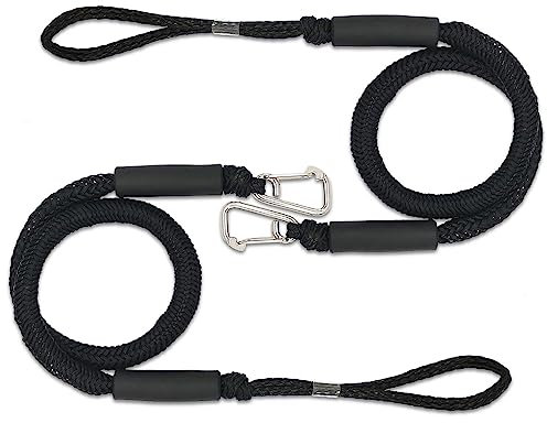 MOERAE Lot de 2 Cordon Bateau, Lignes d’amarrage élastiques pour Bateau avec Crochet, Corde Élastique Amarre pour Bateau Accessoires, Double Corde de Dock Tressée pour Bateaux, Jet Ski, Ponton, Kayak