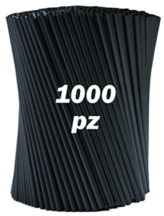 1000 Cannucce Nere Biodegradabili - lunghe 21 cm x 7 mm - Cannucce compostabili uguali a quelle di plastica adatte per cocktail, bar e catering. Resistenti fino a 40 gradi