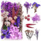 Fiori Secchi per Resina Fiori Secchi Decorativi Fiori Secchi per Candele Fiori Secchi per Decorazioni per Resina Epossidica Bouquet Fiori Secchi Scrapbooking Decorazioni Floreali(viola e rosso)
