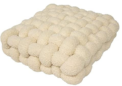Kissen Deko Kuschelkissen Plüsch-Knoten-Ball-Kissen Geknotetes Kissen Knot Kopfkissen Dekokissen flauschig Zierkissen geflochten für Sofa, Bett, dekorativ,Beige, 40×45×12CM