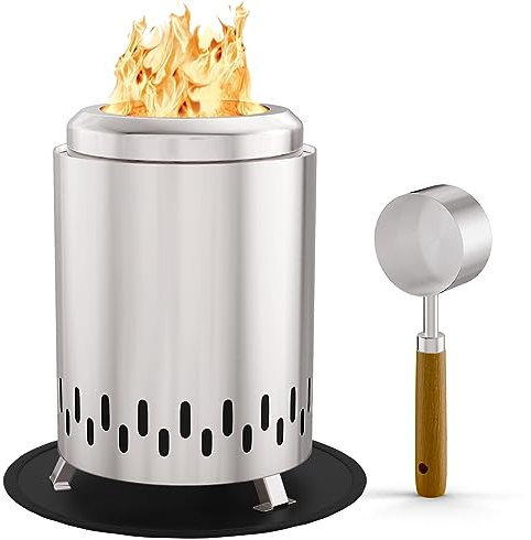 Tectsia Tisch-Feuerstelle, 20 x 14 cm, Mini-Feuerstelle, tragbare kleine Tischfeuerstelle mit klappbarem Ständer, feuerfeste Matte, Reisetasche, 304 Edelstahl, angetrieben durch Pellets oder Holz