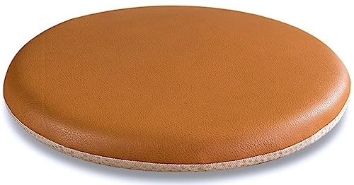 MOODMUSE Runde Kunstleder-Küchenstuhlkissen,Runde Sitzkissen Dickes Rutschfestes Memory-Schaum Stuhlkissen Für Stühle Esszimmer Außen Innen (Color : Camel, Size : 38cm/15inch)