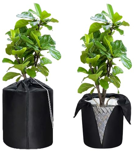 2 Stück Thermo Topfschutz Pflanzen: 45 cm × 50 cm Topfpflanzen Schutzbeutel für Pflanzen, Winterschutz für Topfpflanzen, Blumentopfschutz, Aluminiumfolie Wärmedämmende Winter Topfschutz mit Zugband