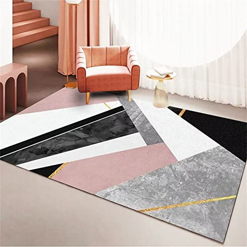 DJHWWD Auslegware Teppichboden Salon Rechteckiger Kurzflor-Teppich, grau-rosa Teppich, Esszimmerteppich, rutschfest Waschbare Teppiche 180X250CM