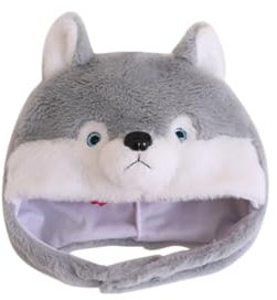 URFEDA Halloween Husky Hut Tiermütze Lustiger Plüsch Hut Cartoon Halloween Hut Kostümzubehör Tier Wackelohr Mütze Lustige Tiermütze Warm für Kinder Erwachsene Dress Up Halloween Party Kostüm Zubehör